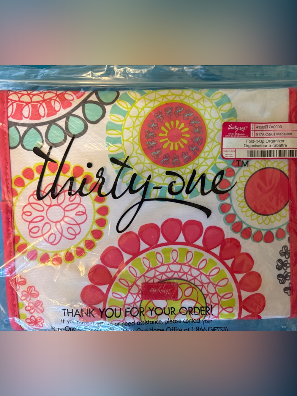 Thirty-One Fold-It-Up Organizer in Citrus Medallion Print